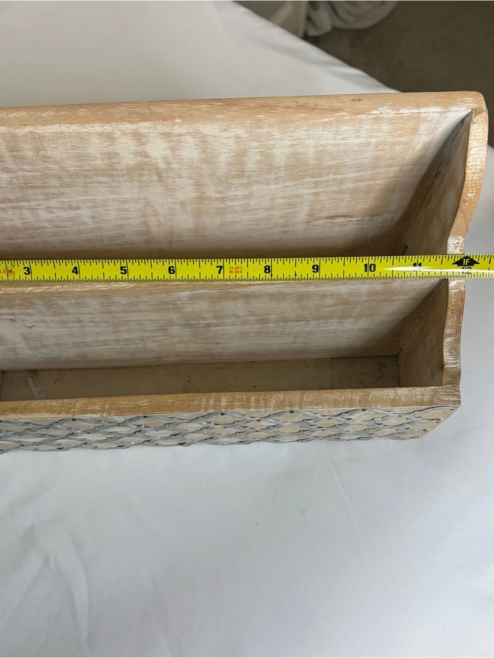Wooden Rustic Mail & Desk Organizer - Beige White